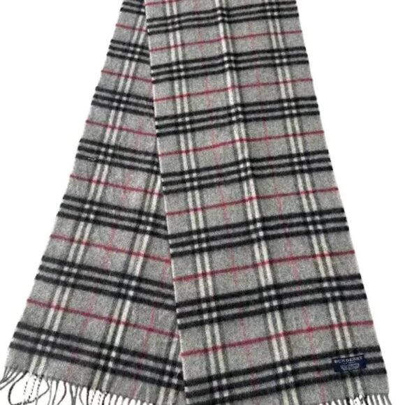 Burberry Classic Check Scarf Grey 100% Lambswool Unisex Scarf Made In England - Picture 1 of 7